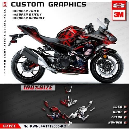 KUNGFU GRAPHICS Personalised Sticker Kit Full Vehicle Wraps Racing Decals for Ninja 400 ABS Ninja400 2017 2018 2019 2020 2021