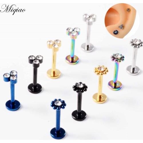 Miqiao 2pcs Simple Stainless Steel Package Drill Little Bit Inner Teeth T Straight Rod Earrings Human Body Piercing Jewelry