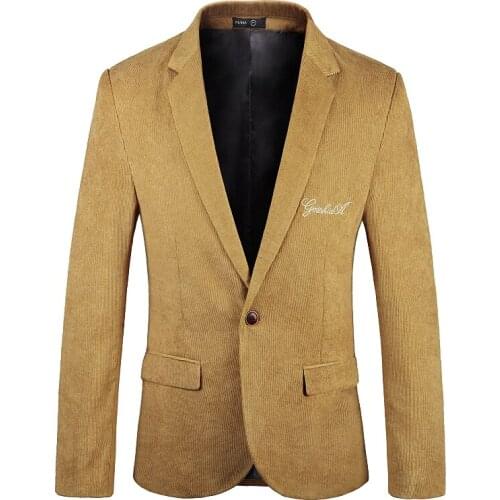 Blazer Men Slim Casual Fit Business Work Daily Life Fashion Suit Jacket Korean Style Black Blue Single Khaki Breasted 1 Button