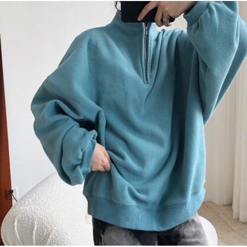 New Women Fashion Solid Color Loose Stand Collar Long Sleeve Zipper Padded Office Lady Jacket Spring And Autumn X362