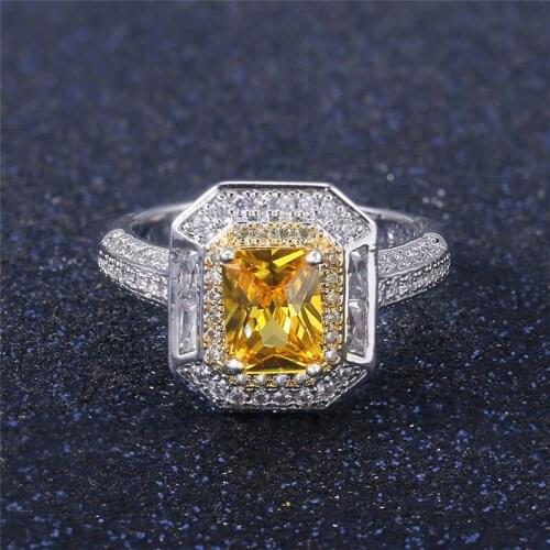 Fashion Luxury Micro-Inlaid Zircon Two-Tone, Square Ring, Woman Four Seasons Charm Jewelry