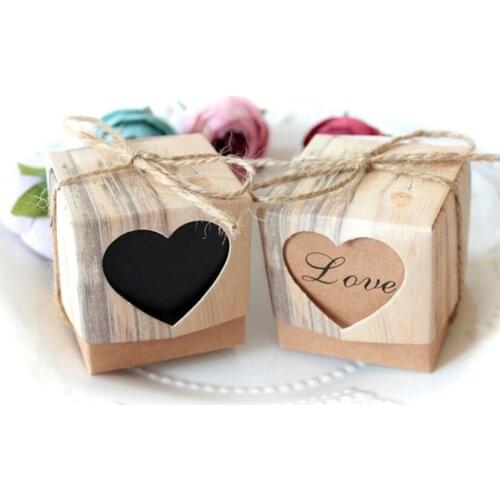 Package for Gifts Mini Box Vintage Kraft Paper Love Favors Candies Box Wedding for Guests Cookie Anniversary Gift