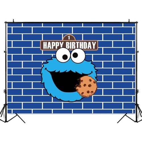 Cookie Monsters Birthday Backdrop Sesame Street Theme Birthday Party Custom Banner Children Photo Background Decoration prop