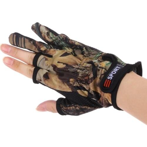 Fishing Gloves 3 Cut Finger Slit Outdoor Sports Anti Slip Breathable Camouflage Hiking Hunting Gloves Touch Screen Sports Gloves
