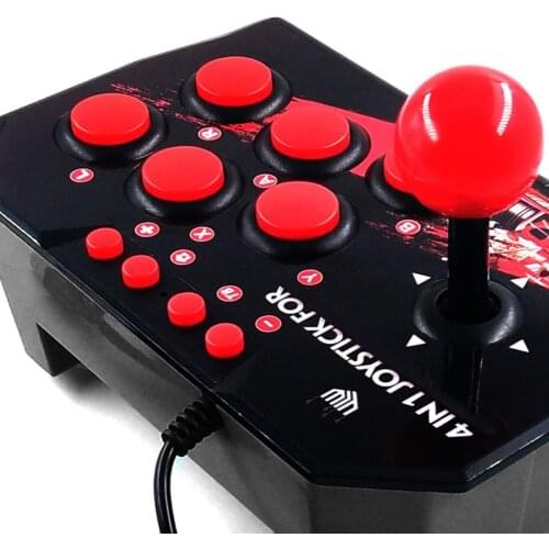 Wired Game Joystick Plug Play 4-in-1 USB Fighting Stick Gamepad Controller Compatible for Switch PS PC Android
