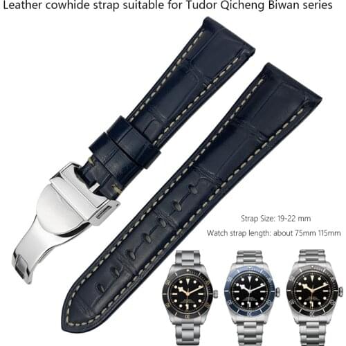 20mm 22mm Leather Replacement Wrist Watch Band for Tudor Black Bay Omega Seamaster Rolex Seiko IWC Watch Strap for Men Bracelets