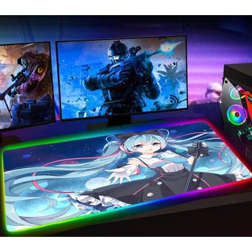 RGB Anime Vocaloid Mouse Pad Gamer Kawaii Mousepad Keyboard Mat Mause Pad No-slip with Backlit L Tapis De Souris 25X35 Mouse Mat