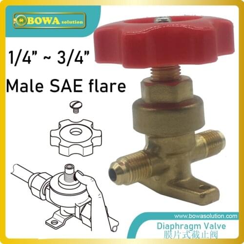 Manual shutoff diaphragm valve is designed for installation in the liquid, suction and hot gas lines of refrigeration plants