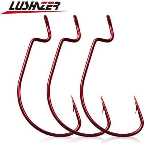 LUSHAZER 20pcs/lot Fishing offset hook 1/0# 2/0# 3/0# 4/0# 5/0# 1# 2# carp snap fishing owner hamecon carbone hook accessories