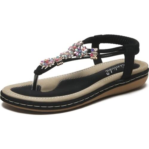 Spring and Summer Plus Size Flat Casual Fashion Sandals Women Comfortable Bohemian Elastic Band Shoes Sandals Women 2021