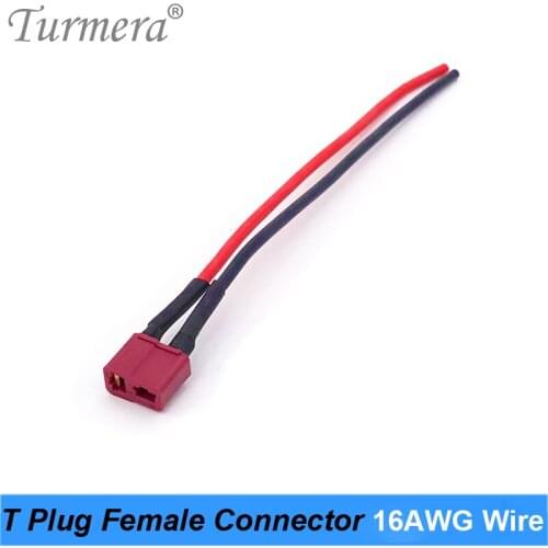 T Plug Female Connector Plug with Silicon 16AWG Wire 15cm Length for Electric Bike Battery 36V 48V 18650 32650 21700 Use Turmera
