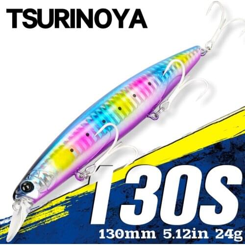 TSURINOYA 130mm 24g Ultra-long Casting Sinking Minnow SCOUT 130S Flounder Saltwater Hard Baits Shallow Sea Fishing Lure