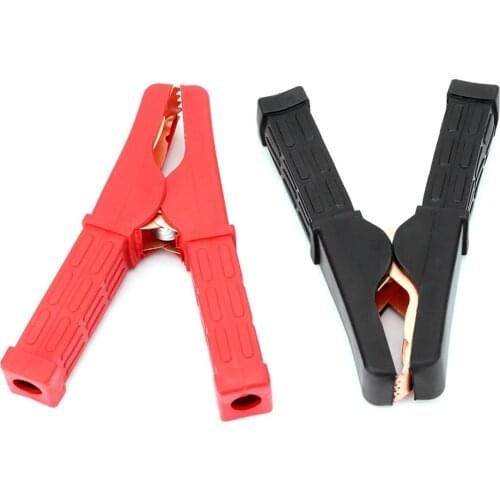 1 Pair Universal 12cm Full leather insulated handle Car Emergency Battery Jumper Cables Wires Clamp Clip PVC material Black&Red