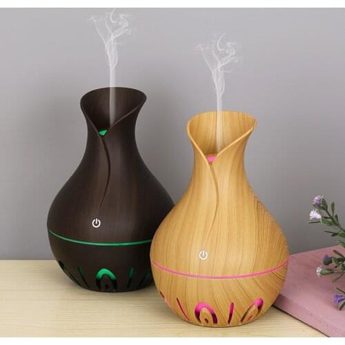 USB Air Humidifier Mini Ultrasonic Aroma Diffuser Wood Grain LED Night Light Electric Essential Oil Diffuser aromatherapy Home