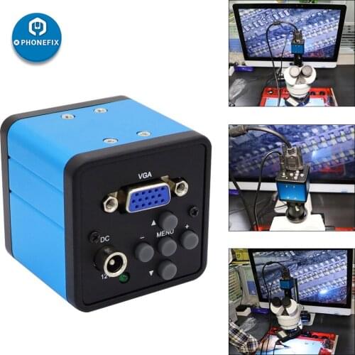 PHONEFIX 2.0MP VGA Industry Video Microscope Camera for Phone PCB Soldering Repair C-mount CMOS Digital Camera Magnifier