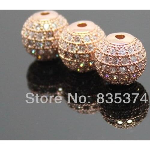 High Quality Bling European Beads Fits European Style Bracelet , DIY Jewelry Design 12mm Rose Gold Beads