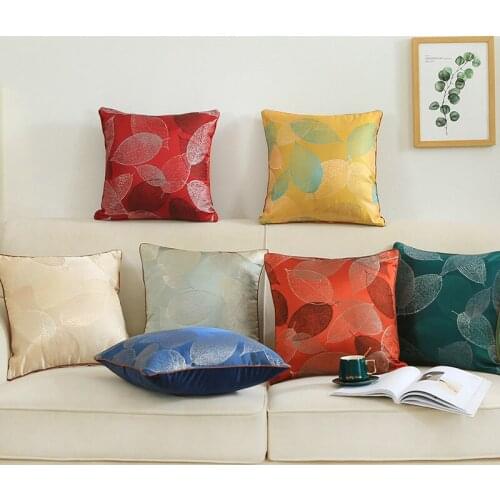 High-precision Jacquard Pillow Case Cushion Cover Fresh Leaves Bedside Pillow Cover Sofa Backrest Cover for Home Decro Car Room
