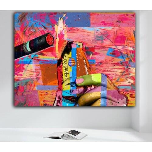 Wangart Abstract Money To Blow Canvas Art Prints Oil Painting For Living Room Bedroom Home Decor Poster Print