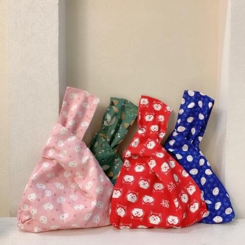 Ladies Bar Knot Handbag Japanese Style Sweet Fruit Pattern Wrist Handbag Womens Coin Purse and Mobile Phone Bags