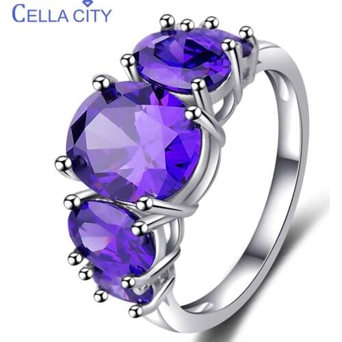 Cellacity Classic Silver 925 Ring For Women With 8*10mm Oval Amethyst Gemstones Women Fine Jewelry Wholesale Party Gift