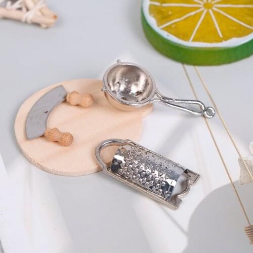 1 Set 1:12 Dollhouse Miniature Chopping Board Spoon Meat Cleaver Kitchen Accessories Kitchen Play Toys