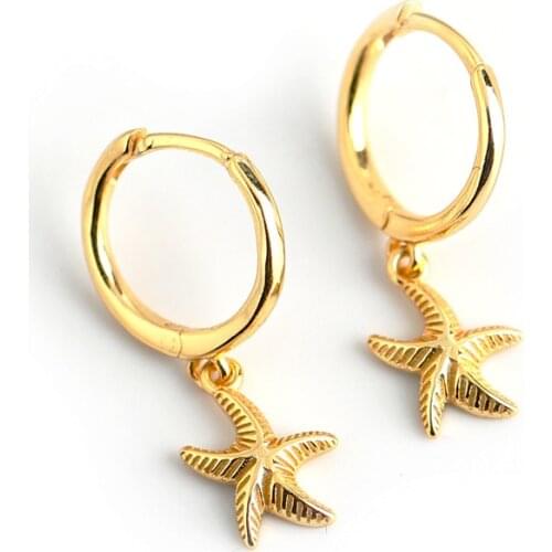 1Pair Fashion 925 Sterling Silver Dangle Earrings for Women 2021 Trend Jewelry Piercing Starfish Pendant Earrings for Teens