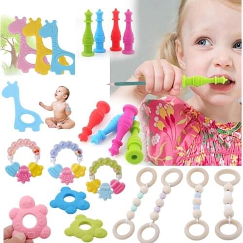 New 1 PC Baby Teether Silicone Pencil Topper Chew Food Grade Silicone Sensory Chewable Toy For Kids Baby Autism ADHD