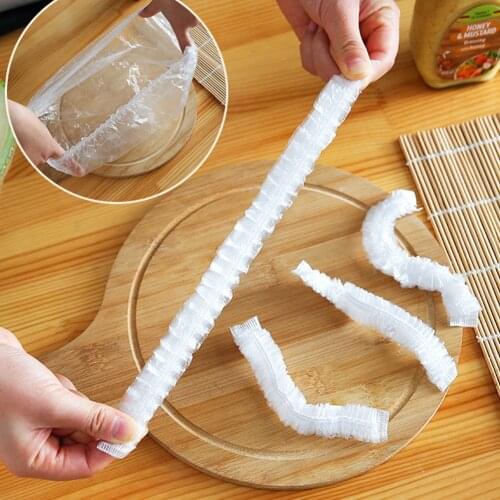 100pcs Disposable Packaging Thick Cling Film Covers Transparent Household Refrigerator Food Fruit Preservation Fresh-keeping Bag