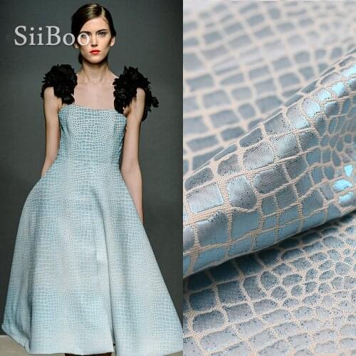 American style luxury light blue metallic jacquard brocade fabric for dress coat tissue fabric cloth tela tejido SP3926