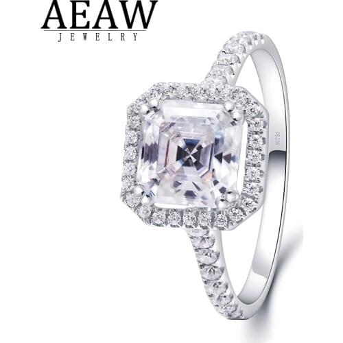 Asscher Cut 14k White Gold Centre 2ct DF Engagement Wedding Lab Grown Moissanite Diamond Halo Ring Test Positive For Women