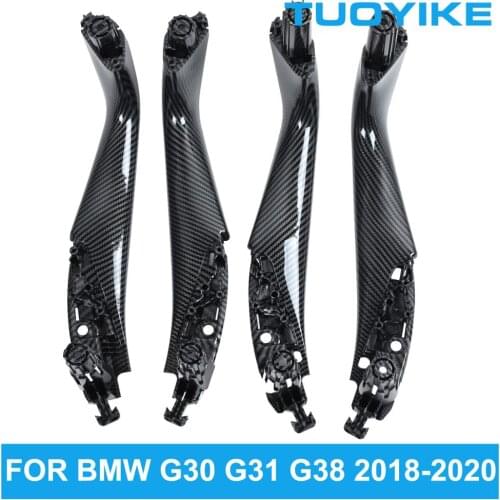 Carbon Fiber Car Front Rear Left Right Interior Door Pull Handle G30 G31 G38 Trim Cover Panel For BMW F90 5-series 525 528 530