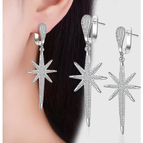 Ekopdee Unique Personality Design Zircon Drop Earrings For Women CZ Crystal Cubic Zirconia Cool Earring Female Party Jewelry New