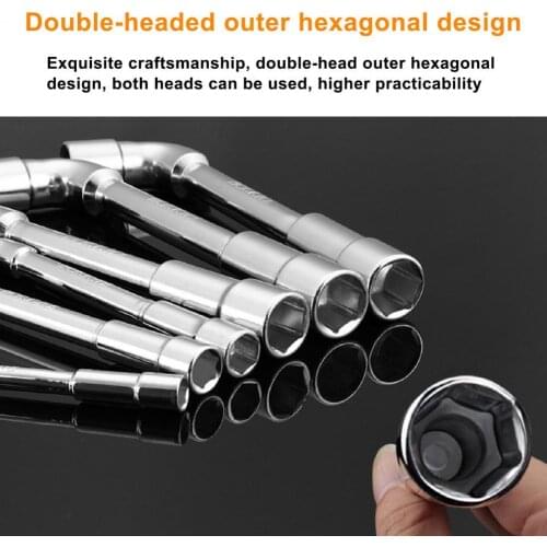 Wrench L Type Perforated Socket Wrench Hexagon Sleeves Elbow Double Jead Perforated Wrench Auto Repair Tire Wrench Hardware Tool