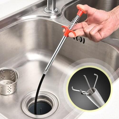 T30 Flexible Sink Claw Pick Up Kitchen Cleaning Tools Pipeline Dredge Sink Hair Brush Cleaner Bend Sink Tool With Spring Grip