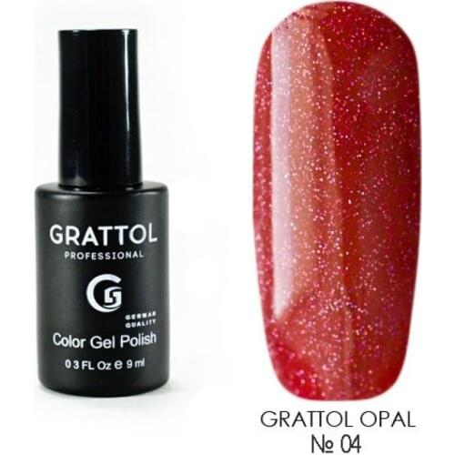 GRATTOL professional Red Glitter Platinum Nail Polish Gel Varnish Nail Art Semi Permanent Opal 04 UV Lacquer Hybrid Nail Gel