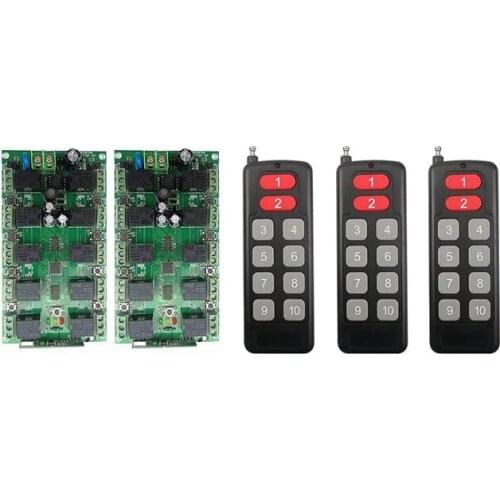 Individual learning code DC12V 10A 10CH Wireless Remote Control Switch System Receiver +Transmitters Garage Door/ shutters /lamp