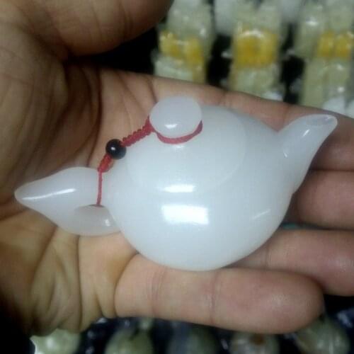 Natural Afghanistan jade suet white jade hand pieces okho length 4cm grade jade ornamental ornamental pot Ding send gift
