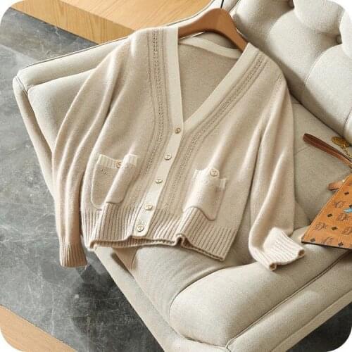 Womens cashmere cardigan mid-length knitted jacket V-neck loose striped sweater thin ladies trench coat
