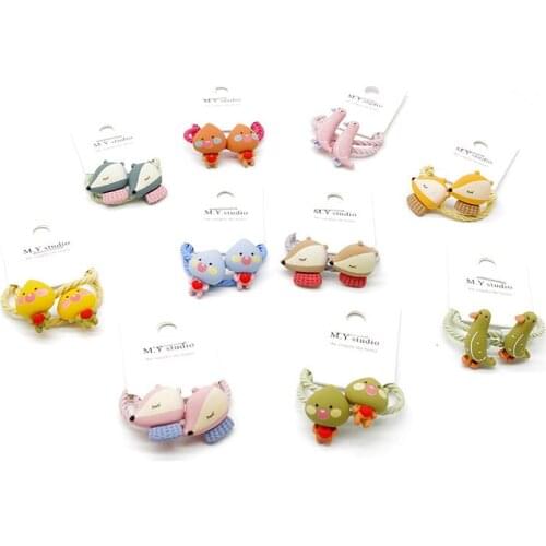 2pcs in Handmade girls cartoon design Hair Elastics Bands Gums toddler Hair ties Accessories ponytail holder