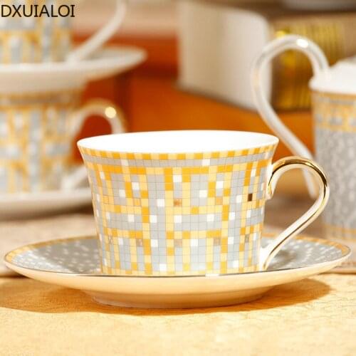 Bone China Coffee Cup Set European afternoon tea mosaic cup and saucer cup and saucer coffee cup 200ML DXUIALOI