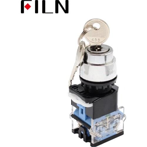 LA38-20Y_31 Rotary Push button Switch with key 3 position 2 NO Latching Plastic Push Button