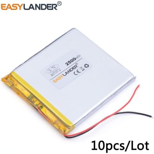 10pcs/Lot 3.7 V lithium battery 407072 2500 milliampere patriot M608 M60 patriot p726 battery For MID laptop cell phone speaker