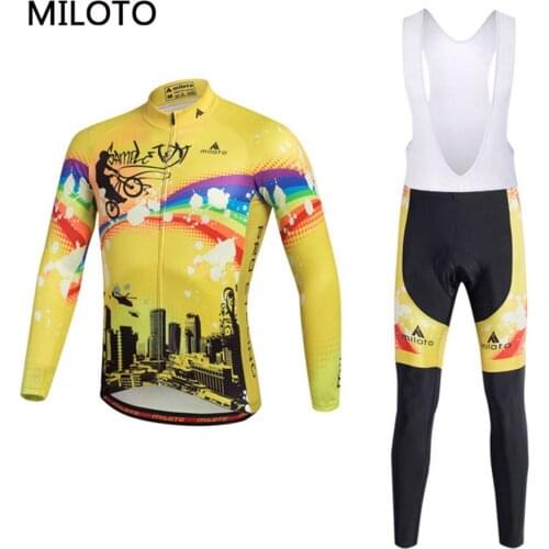 Miloto Long Sleeve Cycling Jersey Bike Jersey cycling clothing maillot ciclismo roupa ciclismo Breathable Bib Pants Set S-4XL