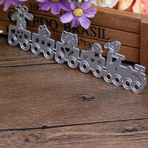 Fashion Cartoon Train Cutting Dies Stencil DIY Scrapbooking Album Card Embossing Carbon steel Silver Paper Card party Decorative