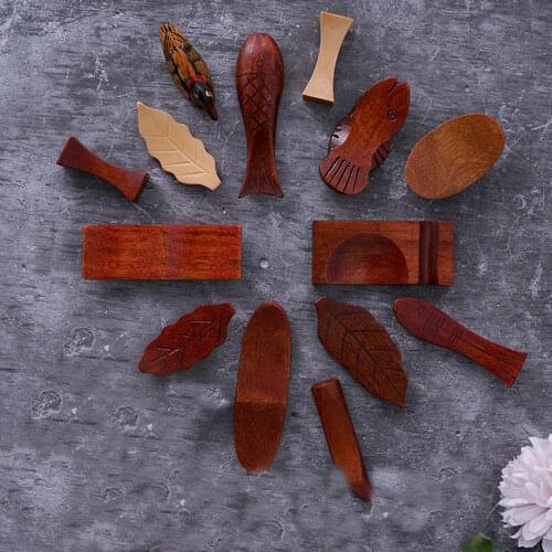 6pcs Wooden Chopstick Holder Solid Wood Phoebe Japanese Fish-shaped Chopstick Holder