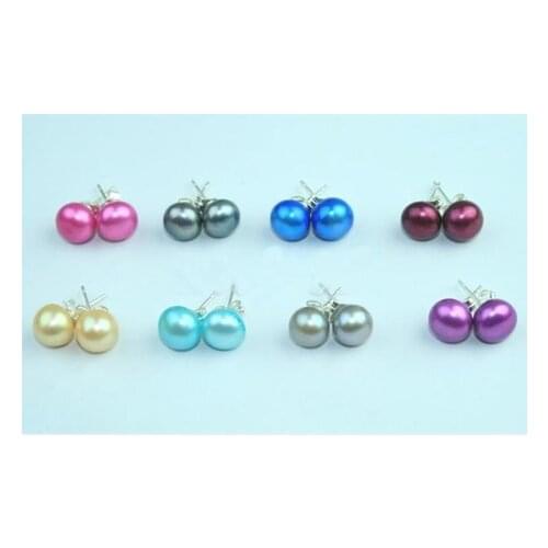New Favorite Pearl Earring Lots 8 Pairs Mix Colors Freshwater Pearls S925 Sterling Silver Stud Earrings Classic Women Gift