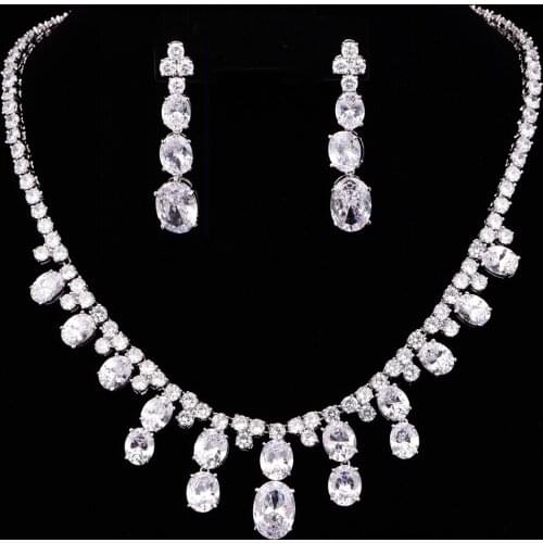 New Arrival Water Drop Dubai Jewelry Sets Wedding Necklace Earrings Sets For Women Bijoux Bijoux Mariage CZL-6090