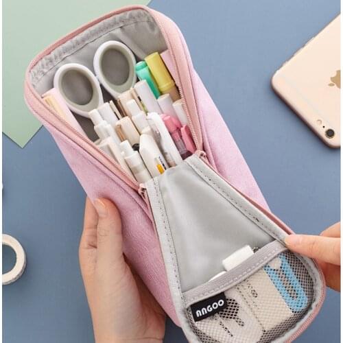 New Pencil Case Stand Up Pencil Case Canvas Pencil Holder,phone Holder Mobile Phone Bracket Desk Organizer Makeup Cosmetic Bag