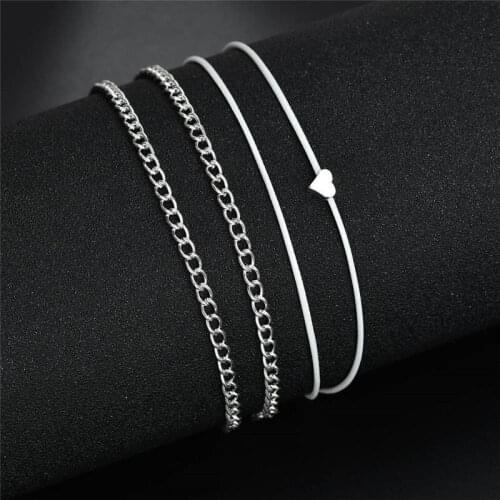Simple Heart Ankle Multilayer Bracelet Anklets on leg Chain Pendant Anklet Foot Jewelry Summer Beach Anklets For Women Leg