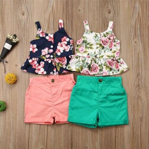 Baby Girl Clothes Floral Set Newborn Baby Girl Summer Clothes Tops Shorts Pants Outfits Set 1-6Y